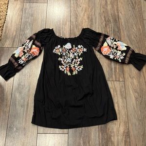 Free People Embroidered Long Sleeve Dress